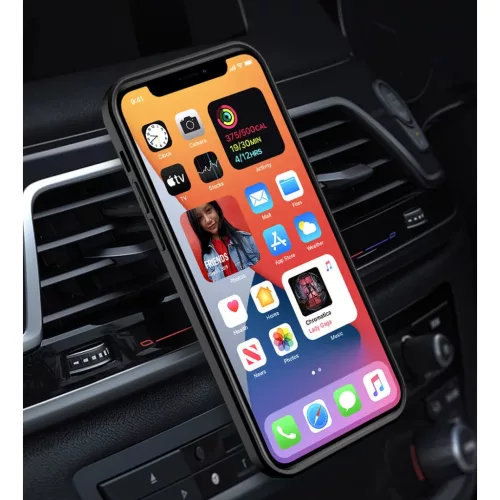 iPhone 14 Plus Ring Lens tok kameralencse védővel és kihajtható támasszal fekete