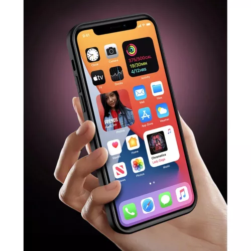iPhone 14 Plus Ring Lens tok kameralencse védővel és kihajtható támasszal piros