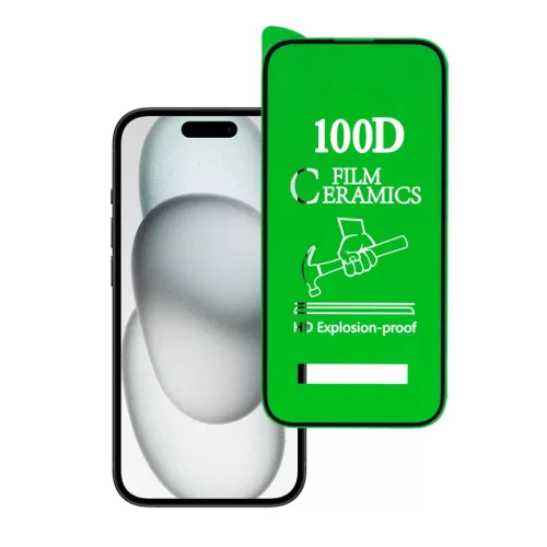 iPhone 15 Pro Hard Full Glue kijelzővédő üvegfólia kerámiával fekete