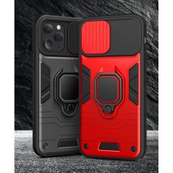   iPhone 14 Plus Ring Lens tok kameralencse védővel és kihajtható támasszal tengerészkék