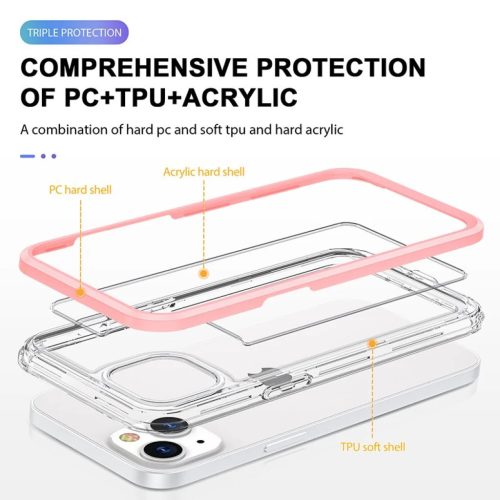 iPhone 14 Plus Acrylic hybrid tok pink / rózsaszín ütésálló anti-shock