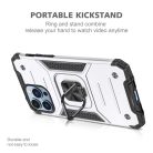 iPhone 14 Ring Armor Case Kickstand tok kihajtható mágneses támasszal ezüst Alphajack
