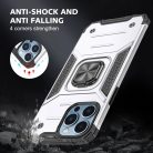 iPhone 14 Ring Armor Case Kickstand tok kihajtható mágneses támasszal ezüst Alphajack
