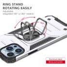 iPhone 14 Ring Armor Case Kickstand tok kihajtható mágneses támasszal ezüst Alphajack