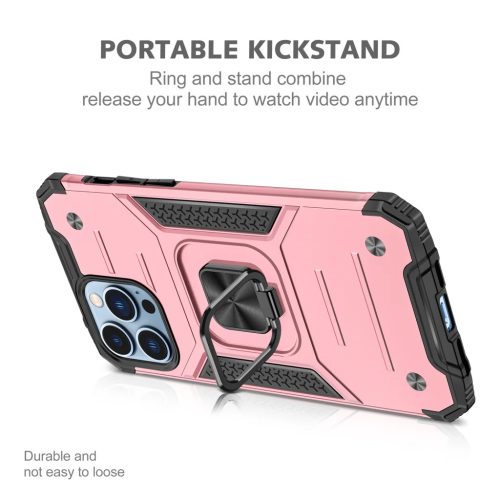 iPhone 14 Plus Ring Armor Case Kickstand tok kihajtható mágneses támasszal rose gold Alphajack