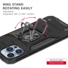 iPhone 14 Pro Max Ring Armor Case Kickstand tok kihajtható mágneses támasszal fekete Alphajack