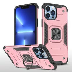  iPhone 14 Pro Max Ring Armor Case Kickstand tok kihajtható mágneses támasszal rose gold Alphajack