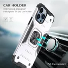 iPhone 14 Pro Max Ring Armor Case Kickstand tok kihajtható mágneses támasszal ezüst Alphajack