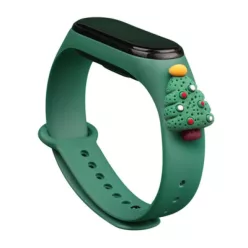   Strap Xmas karácsonyi óraszíj Xiaomi Mi Band 4 / Mi Band 3 sötétzöld fenyőfa