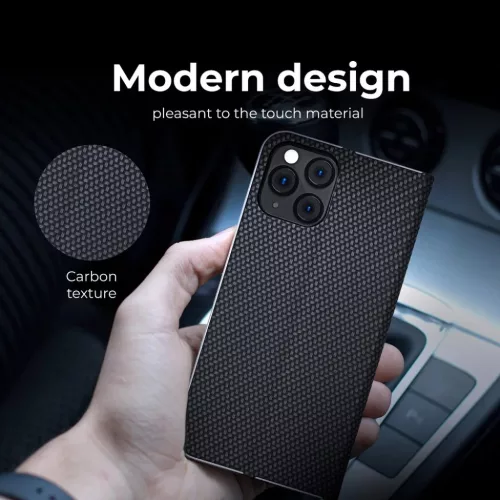Xiaomi Redmi Note 12 Pro 5G Forcell Luna Carbon fliptok fekete