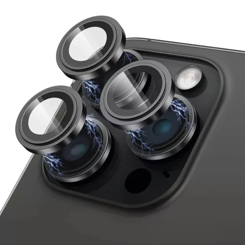 Lito - S+ Kameraüveg Védő - iPhone 15 Pro / iPhone 15 Pro Max - Fekete Titán üvegfólia