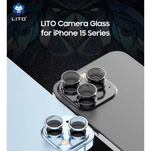 Lito - S+ Kameraüveg Védő - iPhone 15 Pro / iPhone 15 Pro Max - Kék Titán üvegfólia