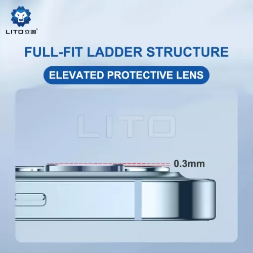 Lito - S+ Kameraüveg Védő - iPhone 15 Pro / iPhone 15 Pro Max - Kék Titán üvegfólia