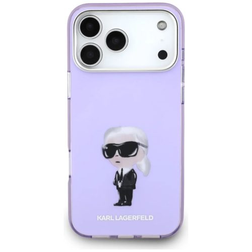 iPhone 17 Pro Max Karl Lagerfeld IML Aquarelle Karl & Choupette & Logo MagSafe tok Lila