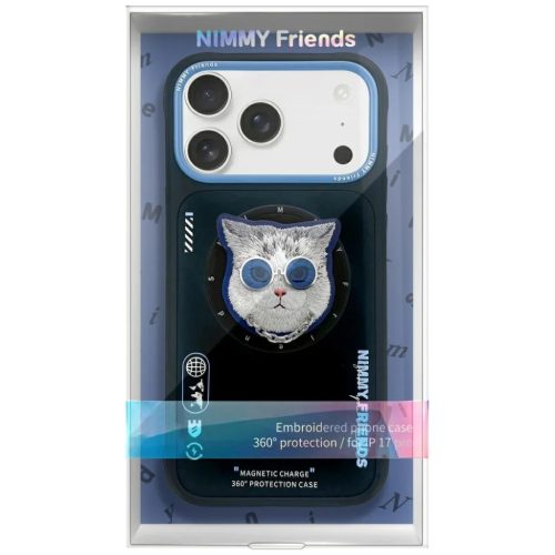 iPhone 17 Pro Max Nimmy Glasses Cool Cat MagSafe tok fekete és kék