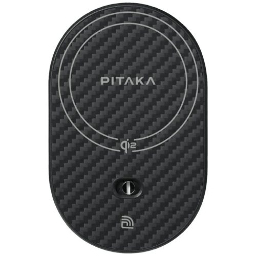 MagSafe fekete szürke iPhone és Android telefontartó vezetéknélküli töltővel PITAKA MagEZ Pro 2 Qi2 15W NFC