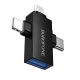 Borofone Adapter BV26D - USB to Lightning/Type C/Micro USB - fekete