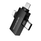 Borofone Adapter BV26D - USB to Lightning/Type C/Micro USB - fekete