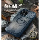 iPhone 16 Pro Dexnor Magsafe 360 tok, kihajtható állvánnyal, kék ütésálló