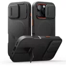 iPhone 16 Pro SURITCH Magsafe tok, kihajtható állvánnyal, fekete ütésálló