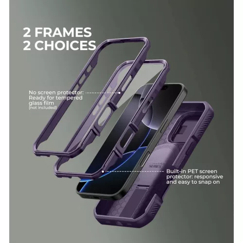 iPhone 16 Pro Dexnor Magsafe 360 tok, kihajtható állvánnyal, lila ütésálló