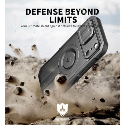 iPhone 17 Pro Max Dexnor MagSafe ütésálló 360 tok kihajtható állvánnyal és kameravédővel fekete