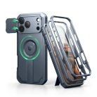 iPhone 17 Pro Max Dexnor MagSafe ütésálló 360 tok kihajtható állvánnyal és kameravédővel kék