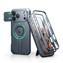   iPhone 17 Pro Max Dexnor MagSafe ütésálló 360 tok kihajtható állvánnyal és kameravédővel kék