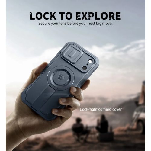 iPhone 17 Pro Max Dexnor MagSafe ütésálló 360 tok kihajtható állvánnyal és kameravédővel kék