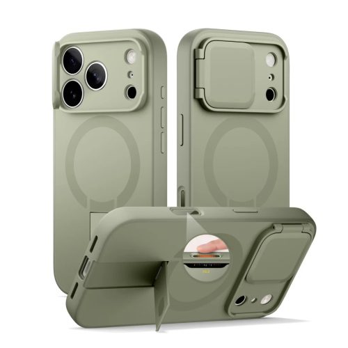 iPhone 17 Pro Max Suritch MagSafe ütésálló tok kihajtható állvánnyal és kameravédővel zöld