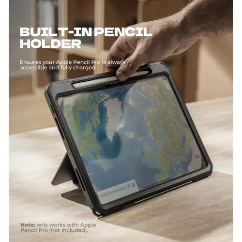 iPad Pro 11 2024 Dexnor 360 fokos forgó tok Apple Pencil tartóval fekete ütésálló