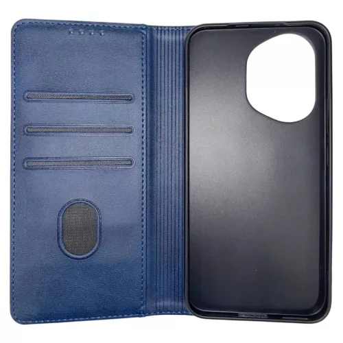 Honor Magic 7 Lite mágneses PU bőr fliptok kártyatartóval pánt nélküli kék Alphajack