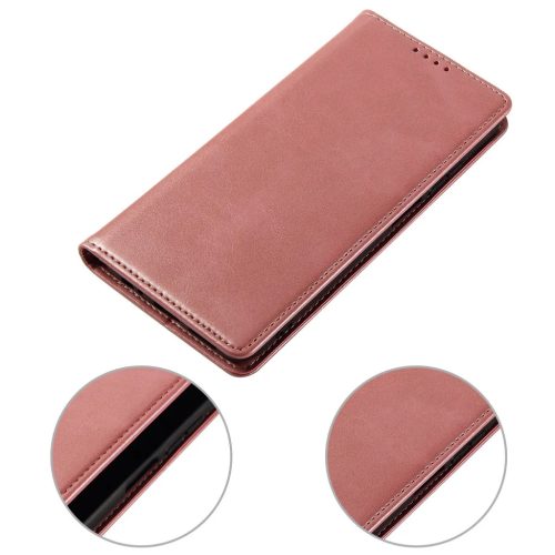 iPhone 17 Pro Max mágneses PU bőr fliptok kártyatartóval pánt nélküli rózsaszín Alphajack