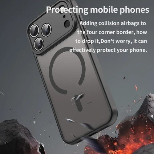 iPhone 17 Pro Max Fan Dun Series fekete tok MagSafe hibrid (TPU + PC) Alphajack