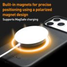 iPhone 17 Pro Max fekete bőrtok MagSafe kompatibilitással Alphajack QTech Series kameralencse védővel