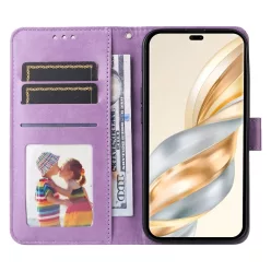   Honor Magic 7 Lite napraforgó mintás dombornyomott fliptok – lila