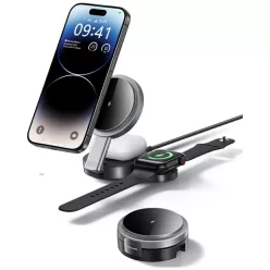   USAMS Összecsukható 3 az 1-ben 15W induktív töltő telefonhoz/Apple Watch-hoz/fülhallgatókhoz CD234 fehér