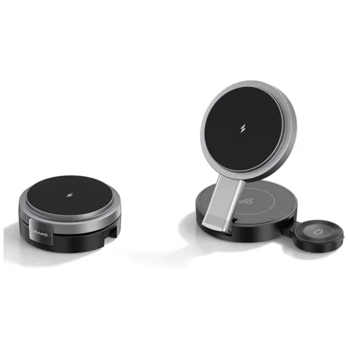 USAMS Összecsukható 3 az 1-ben 15W induktív töltő telefonhoz/Apple Watch-hoz/fülhallgatókhoz CD234 fehér