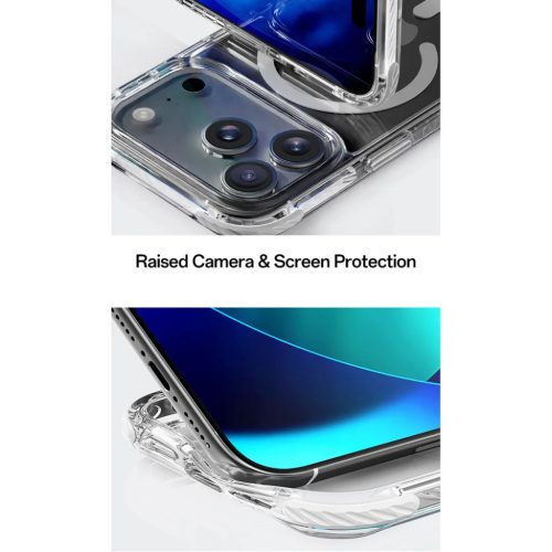 iPhone 17 Pro Max átlátszó-fekete Rock Kristály Tiszta Mágneses Széria tok