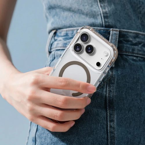 iPhone 17 Pro Max átlátszó-fekete Rock Kristály Tiszta Mágneses Széria tok