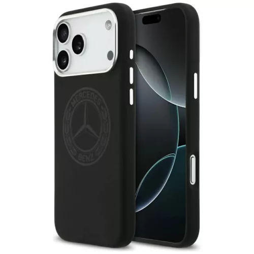 Mercedes Szilikon Retro Logós MagSafe tok iPhone 17 Pro Max - Fekete tok