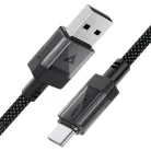 Adatkábel Acefast C12-04 - Gyors töltés, USB Type-C, 3A, Átlátszó burkolat, Fonott nylon, 1.2m - Fekete