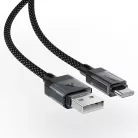 Adatkábel Acefast C12-04 - Gyors töltés, USB Type-C, 3A, Átlátszó burkolat, Fonott nylon, 1.2m - Fekete