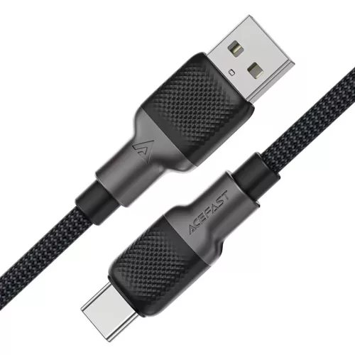 Acefast Gyors töltőkábellel USB-ről Type-C-re, 3A, 25.000 hajlítás, tartós szilikon, 1.2m - Fekete