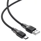 Acefast Gyors töltőkábellel USB-ről Type-C-re, 3A, 25.000 hajlítás, tartós szilikon, 1.2m - Fekete