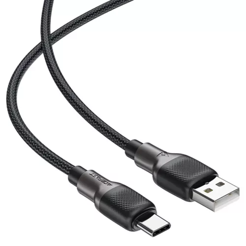 Acefast Gyors töltőkábellel USB-ről Type-C-re, 3A, 25.000 hajlítás, tartós szilikon, 1.2m - Fekete