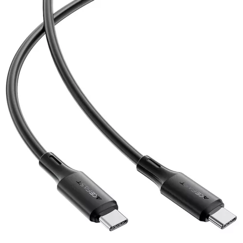 Acefast - Adatkábel (C17-03) - Type-C to Type-C, Gyors töltés, 60W, 3A, Hajlításálló, Puha szilikon, 1.2m - Fekete