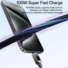 Yesido - Adatkábel (CA179) - Szupergyors töltés, digitális kijelzővel, Type-C to Type-C, 100W, 5A, 480Mbps, 1.2m - Fekete