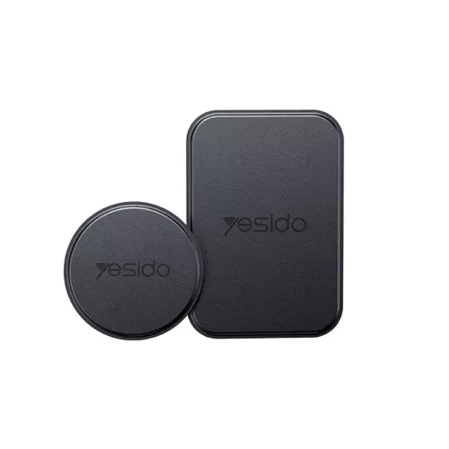 Universal Yesido MagSafe Adapter (C207) - Fémlemez, Kerek + Téglalap Alakú, Bőrmintás - Fekete