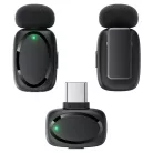 Acefast - Wireless Lavalier Microphones (R2) - Type-C, 360°, zajcsökkentés, dupla mikrofonos felvétel, 300mAh, ultra alacsony késleltetés - fekete